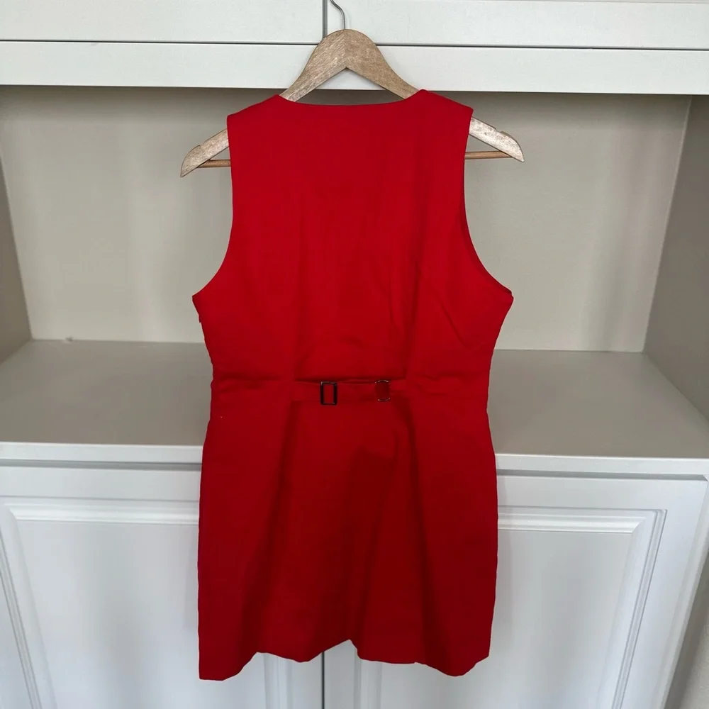 Commense Vibrant Red Button-Front Mini Dress - Picture 4 of 5